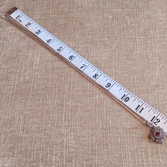 Marcasite Garnet Center Flower Pendant 925 Italy Silver Box Chain Necklace - Picture 3 of 14